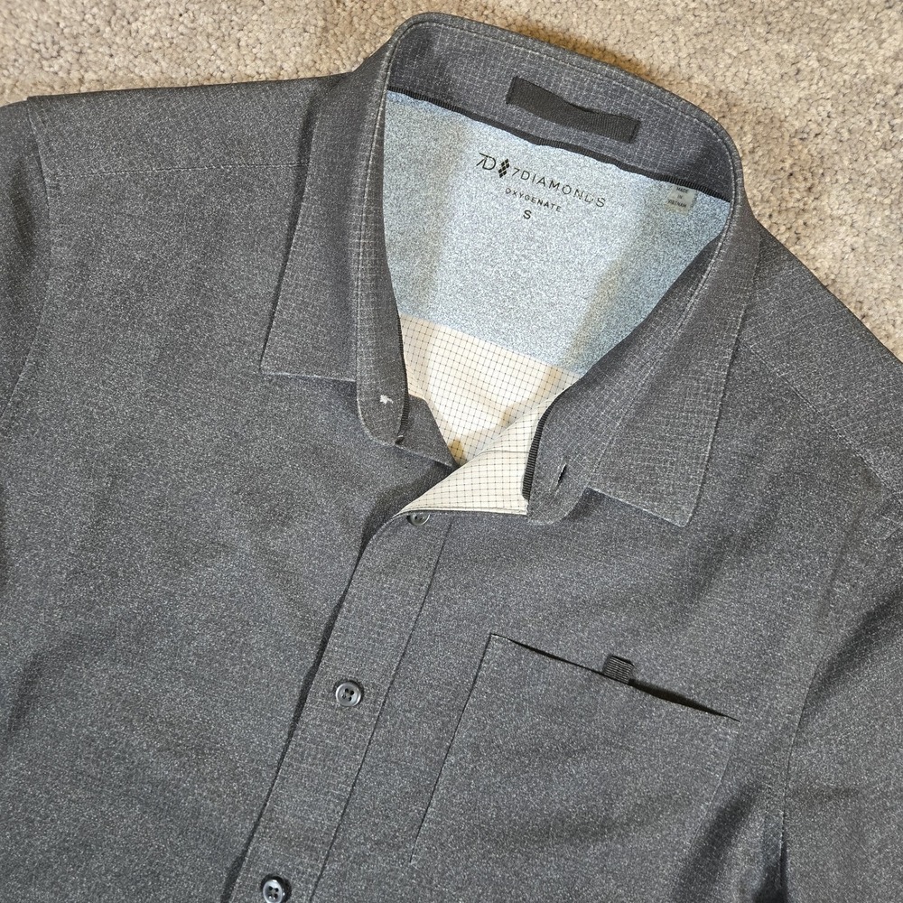 7 Diamonds Men Small Gray Oxygenate Short Sleeve Button Up Stretch Performance